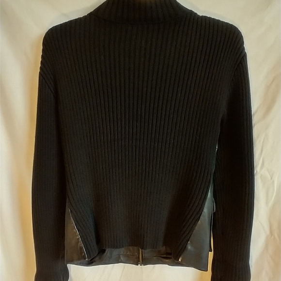 Style & Co Petite Black Leather Sweater Jacket Size S - Picture 2 of 3
